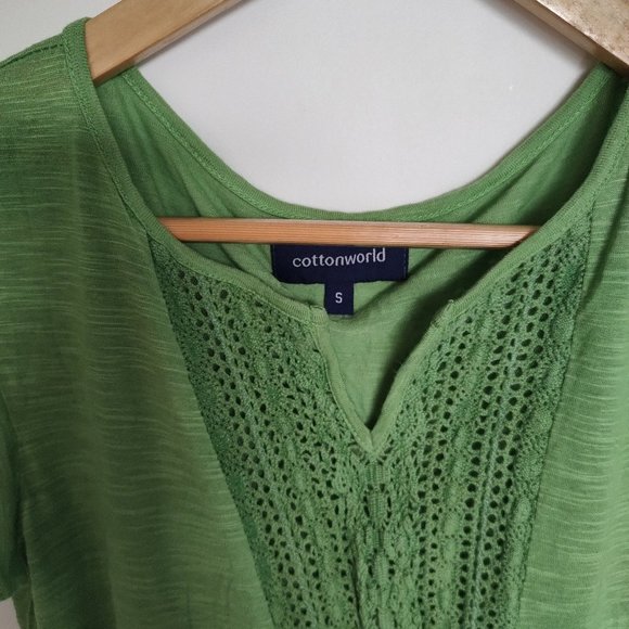 Cottonworld grass green asymmetric half sleeves top blouse unique colour - Picture 6 of 8